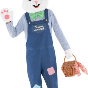 Morph Costumes Easter Bunny Costume Adult Easter Bunny Head Costume Easter Rabbit Mascot Dungarees Easter Adult Bunny Suit