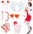 Xuhal 9 Pcs Valentine’s Day Cupid Costume Cupid Bow and Arrow Set Wings Heart Headband Tattoo Sticker Heart Shape Sunglasses Thigh High Stockings Arrow Costume Accessories for Women