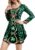 Seizesoul Women St Patrick’s Day Shamrock Clover Printed Long Sleeve Flare Dress